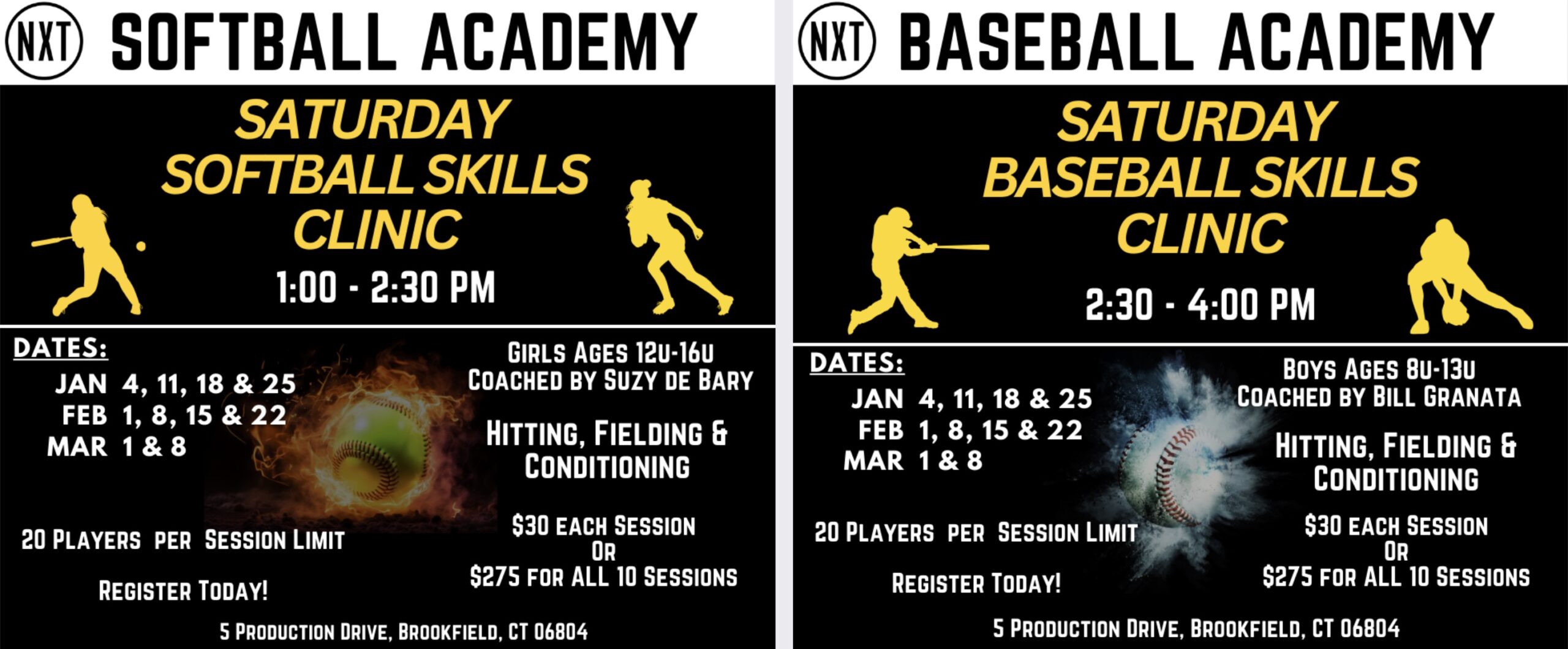 NXT Winter Saturday Baseball and Softball Clinics